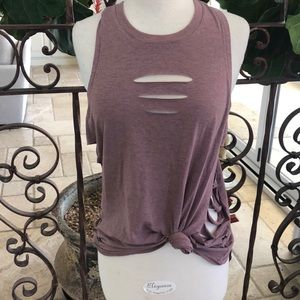 Alo yoga cotton ripped tank t shirt